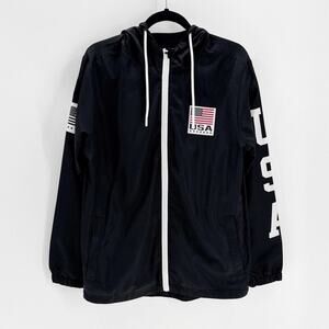 Striker USA Windbreaker Full Zip Hoodie Wind Jacket Size M black sports gear